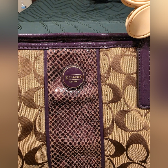 Coach Signature Python Print Carryall - Picture 3 of 12